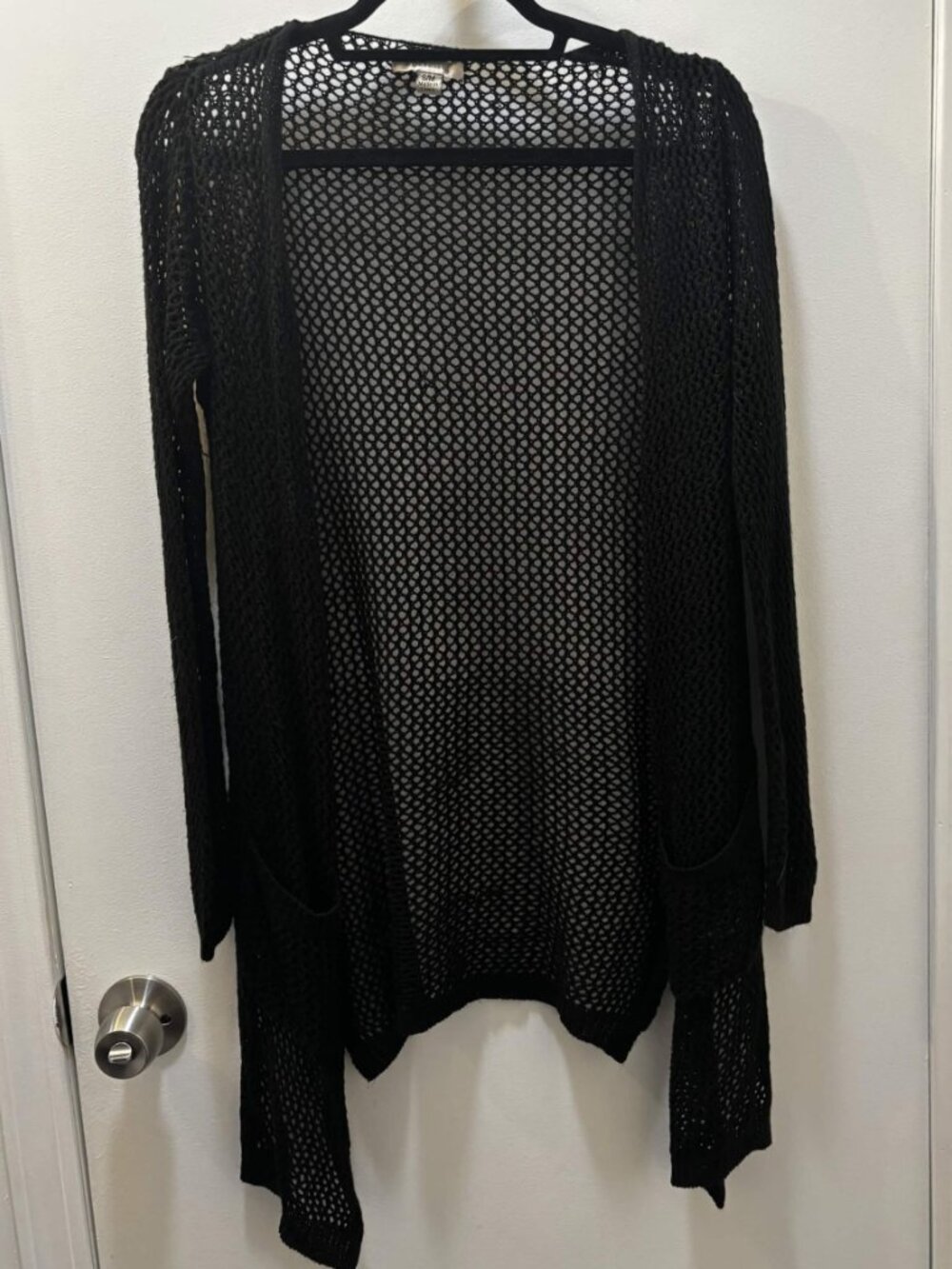 Cozy Casual Black Mesh/Knitted Cardigan